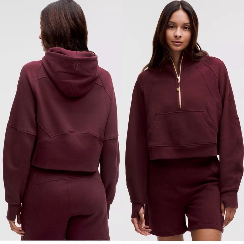 lululemon athletica Cropped Half-Zip Hoodie in Deep Wine